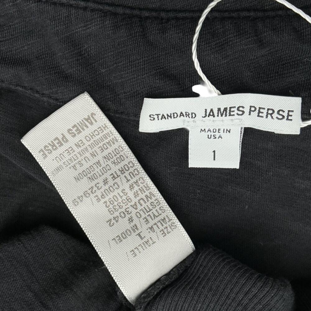 James Perse Sleek Black Contrast Panel Button-Down Shirt Size 1 - Picture 4 of 4